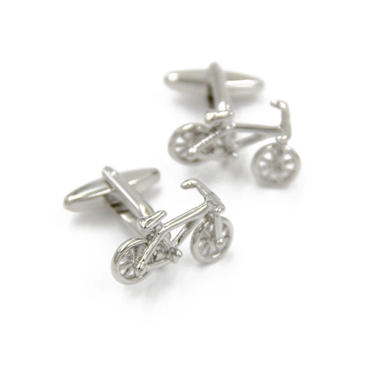 Cut Out Sliver Plated Sport Bicycle Cufflinks