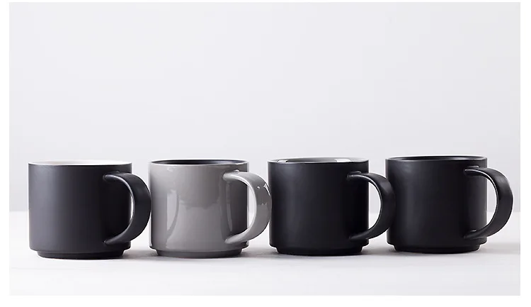 
HT104179 Black Ceramic Cup Custom Logo Matte Ceramic Coffee Cup 