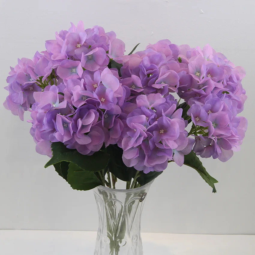 Artificial flower hydrangea 5 heads bunches  hydrangea wedding PU hydrangea bouquet