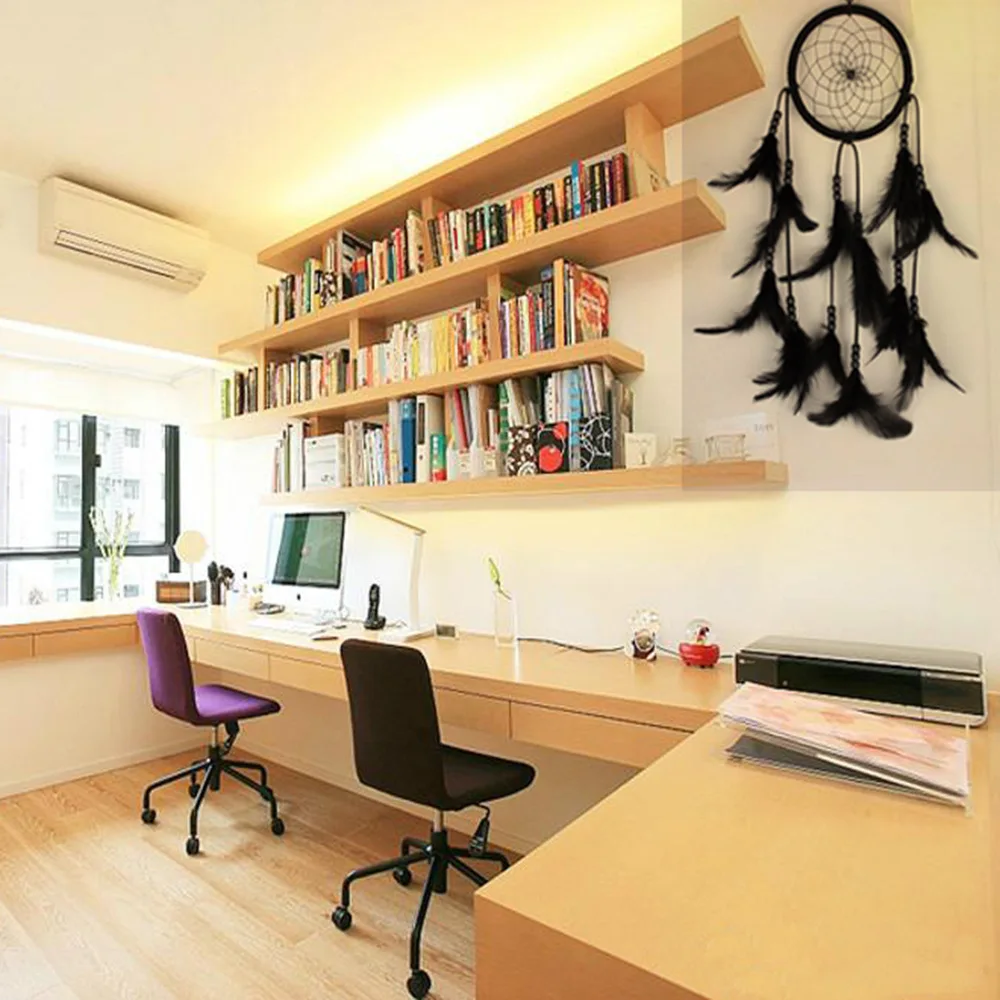 Hot Sale Black Dream Catcher Net With feathers Hanging Decoration Decor Gift New