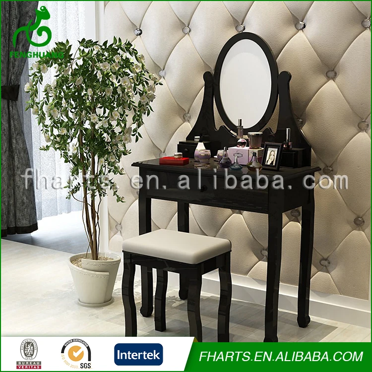 Черный Деревянный Стенд Туалетный Столик С Зеркалом Дизайна