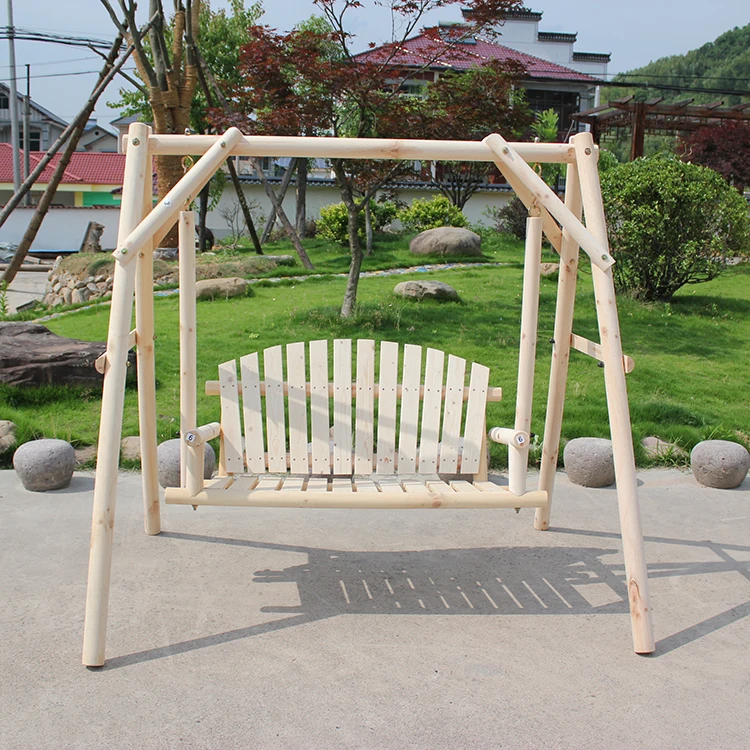 Outdoor Wooden Log Swing Modern Garden Decoration Furniture Chair Porch Swing