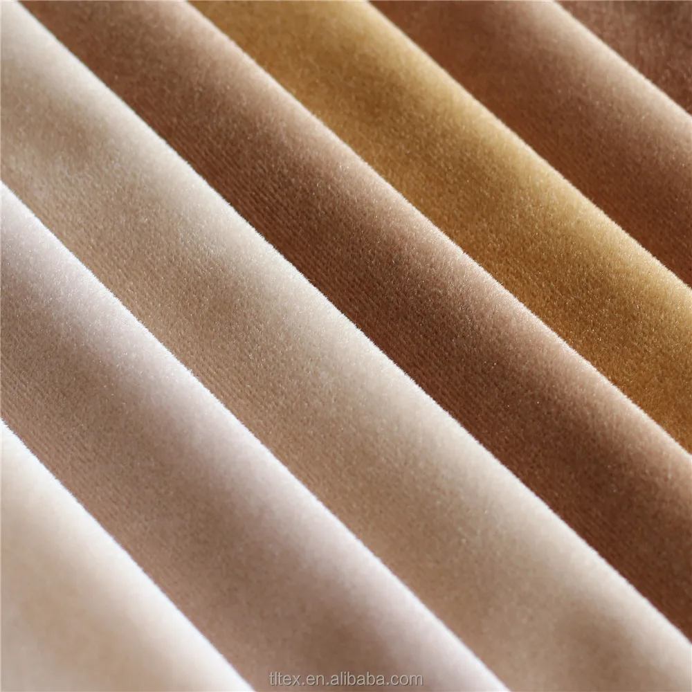 Chinese Korea mode shinny velvet fabric warp knitted by high speed Karl Mayer machine polyester velvet