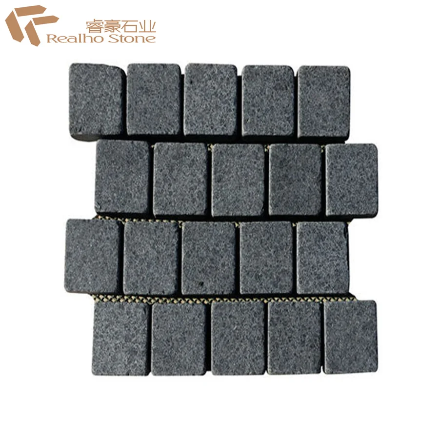 Berry Black G684 Granite Mesh Cobblestone Tile for Sale