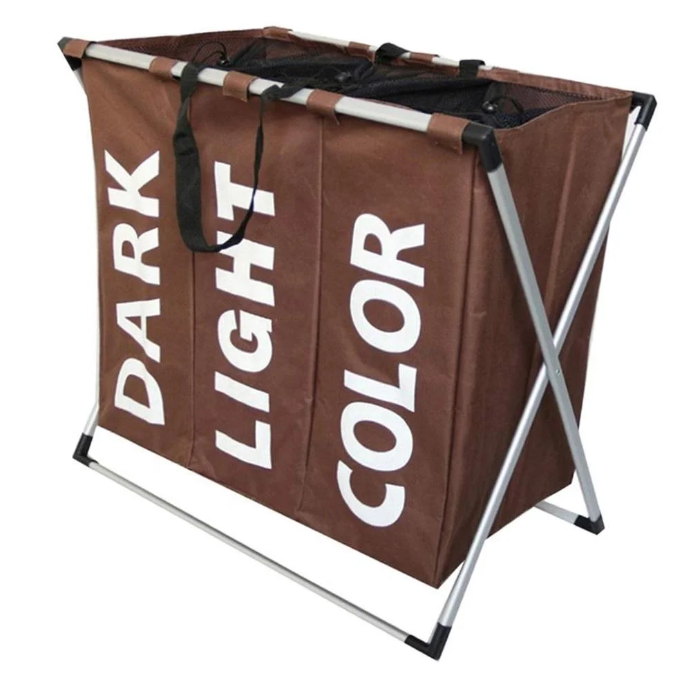 Top new best selling folding 600D oxford 3 compartment laundry hamper for factory