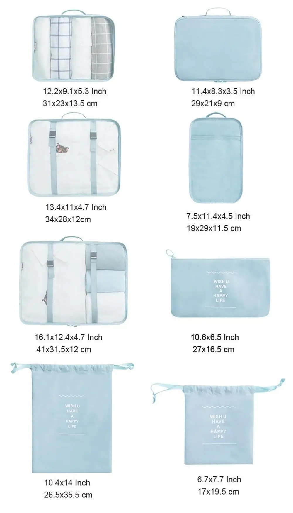 6PCS Travel Packing Cubes Luggage Bag Travel Luggage Cases Travel Bag Organizer