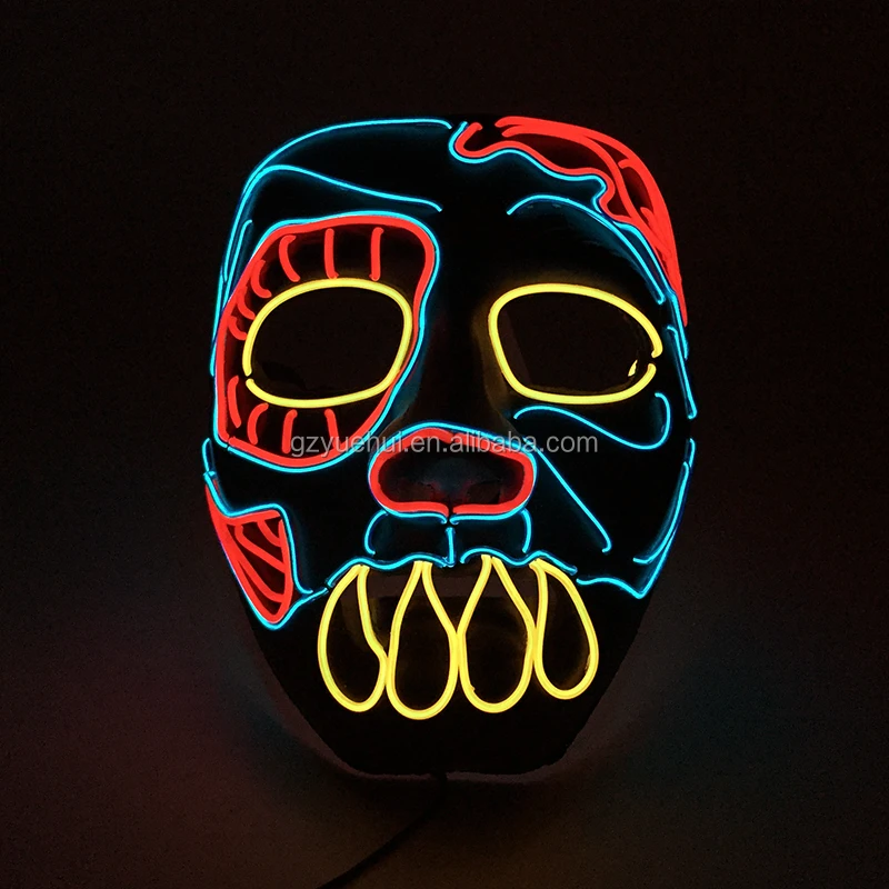 Comics Led Glow Light Carnival Flash Mask Fluorescent Masquerade Favors EL Wire Bucktooth Prom Mask Holiday Lights Sound Active