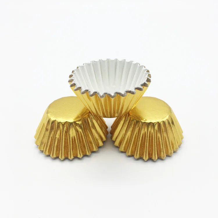 1000pcs/lot Gold Aluminum Foil Cupcake Liners Baking Paper Cups Chocolate Cake Case