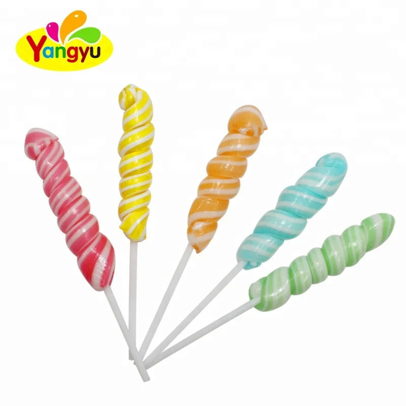 Halal cheap  fruit flavour  Colorful corkscrew twist lollipops