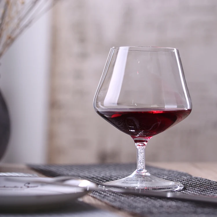 370ml Handmade Brandy Cognac Wine Goblet Glassware with colored stem