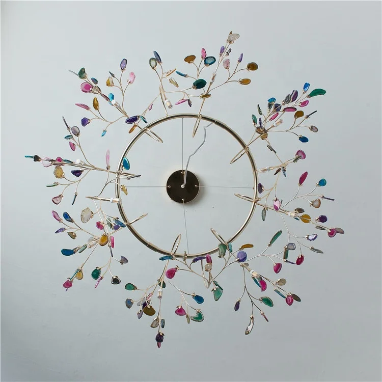 
New style Industrial fancy custom colorful agate home loft Chandelier ceiling pendant lights 