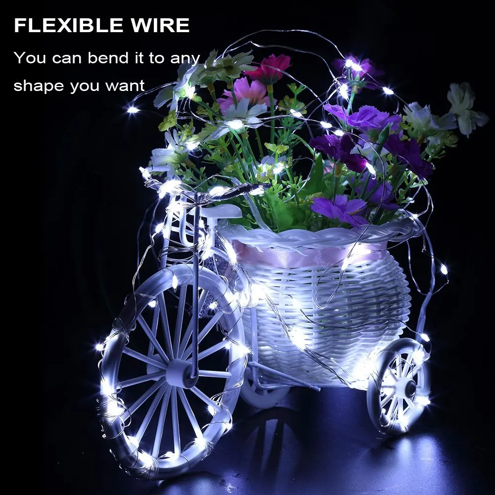 Garden/Holiday/ Decoration Mini Lights String 12v Battery Powered Silver Copper Wire LED String Light