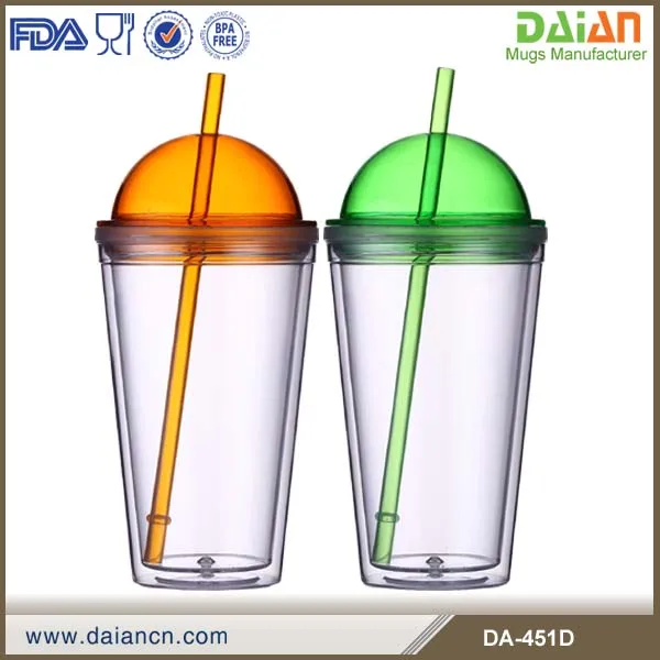 Красочная двойная стена блестящая вставка тумблер с соломой