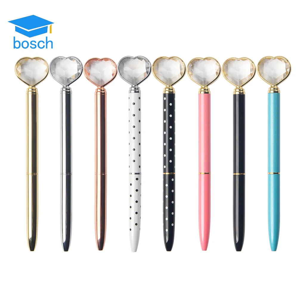 clear diamonds top love heart shape crystal ball pen promotional gift customized logo ballpoint pen