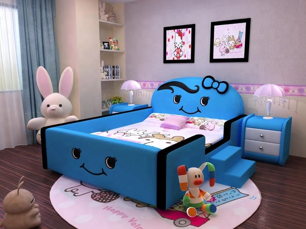 Детская кровать с рисунком, детская мебель с лестницей, милая кровать для девочек Y22