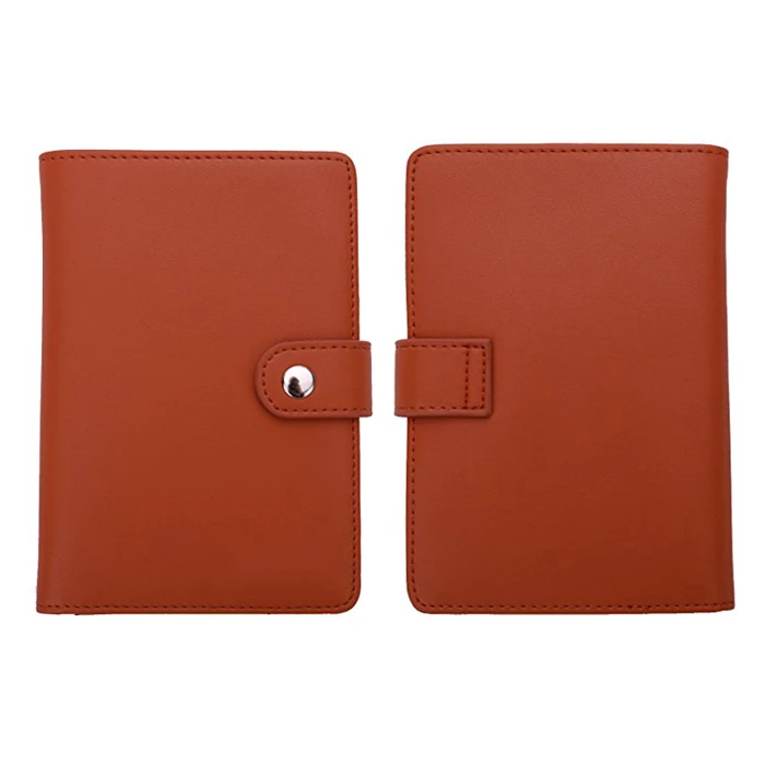Custom Embossed with RFID Blocking Passport Holder Fancy PU Leather Passport Wallet Cover Case with Button