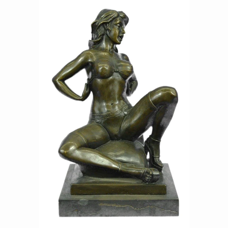 Modern garden decoration carved polished casting  bronze beautiful sexy woman sculpture