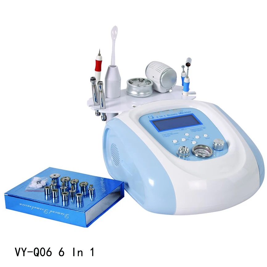 Professional 6 in 1 Electrical Hot Cold Facial Massage Diamond Dermabrasion Beauty Machine