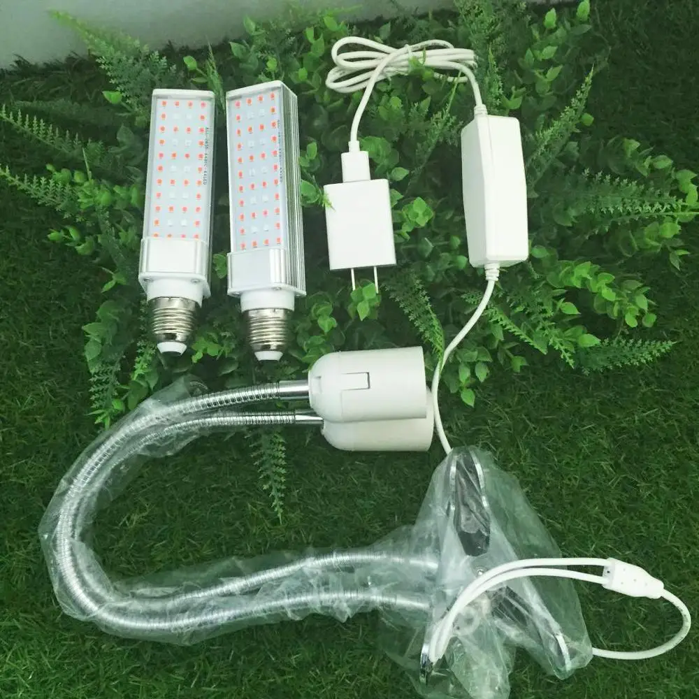 Светодиодная лампа полного спектра для выращивания растений, лампа для гидропонных систем с двойной головкой для садоводства, комнатных растений, 2019