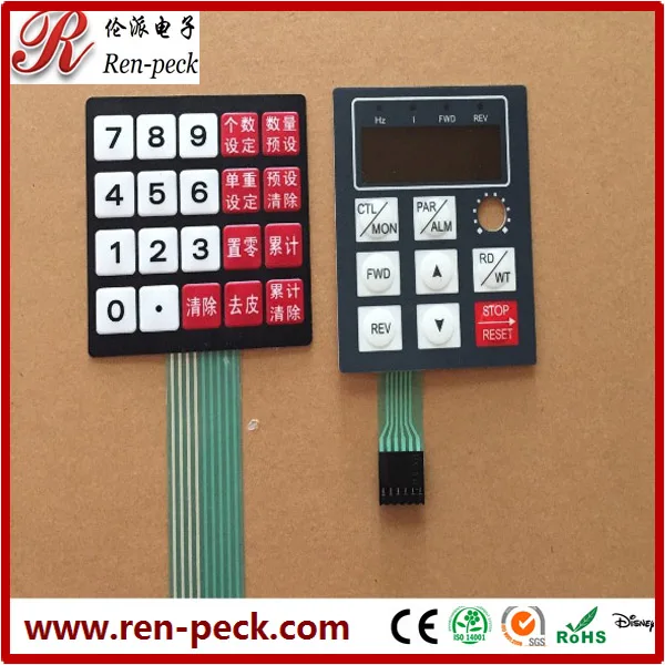 Embossed With LED Thin Film / Membrane Control Panel With 3M467 Adhesive