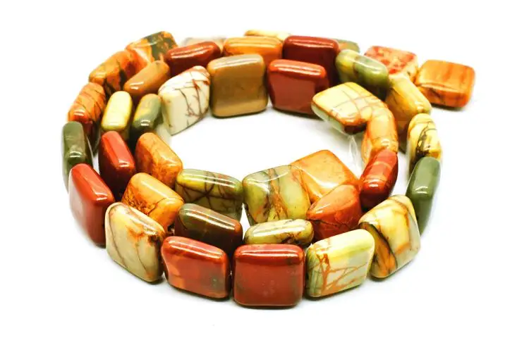 Wholesale A Grade Natural  Smooth Gemstone  Picasso Square Shape Beads Fpr Jewelry Making