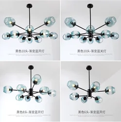 Hotel lobby modern contemporary luxury blue crystal glass ball wedding led chandelier pendant lamp