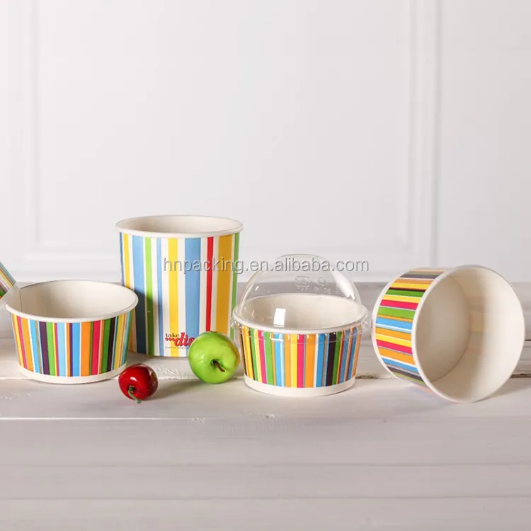 Ice Cream Paper Cups for Roll Print with Lid Disposable Disposable Eco Friendly Stocked Biodegradable,disposable Craft Paper