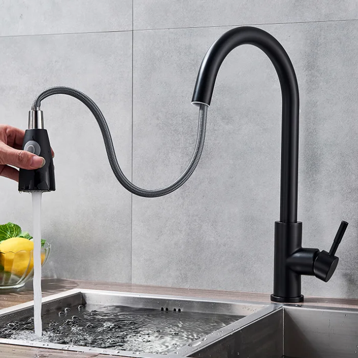 China Factory Popular Matte Black Kitchen Faucet Painted Black Kitchen Tap