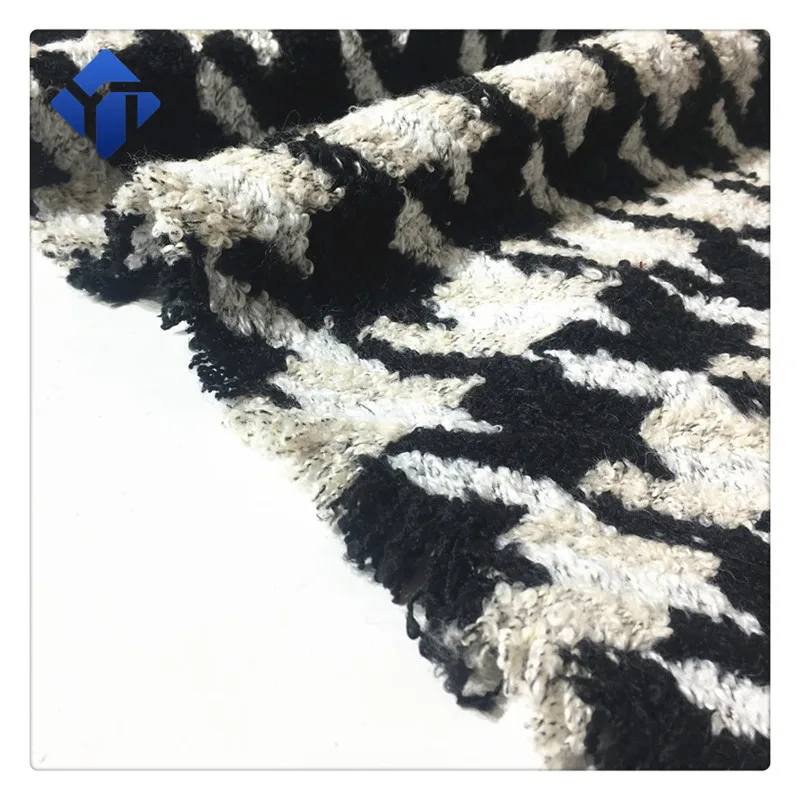 
Wholesale boucle houndstooth tweed jacquard suit fabric for women winter coat 