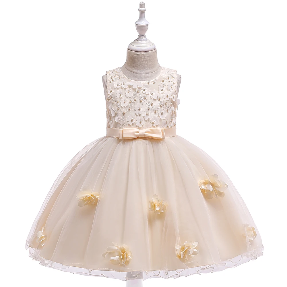 MQATZ New Kids White Cotton Princess Dress Wedding Party Pageant Frocks 1-8 Years Baby Ball Gown L5145
