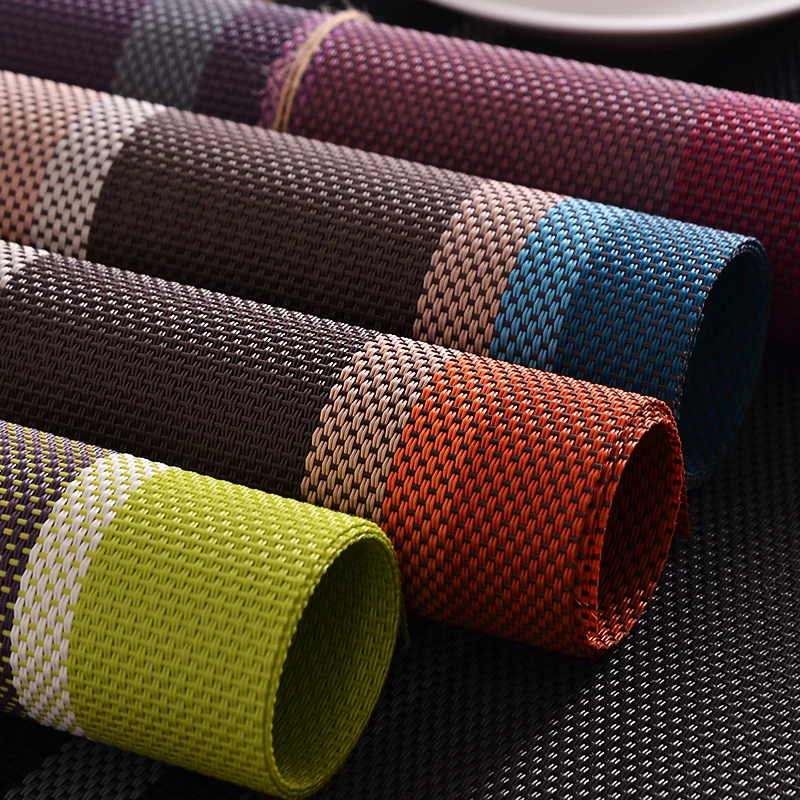 JR1004 OEM pvc stripes woven placemat dining tablemat
