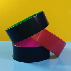 Custom 1 Inch Size 2 Layers Silicone Wristbands/Color Coated Silicone Bands/Bracelets With Paint Different Colors
