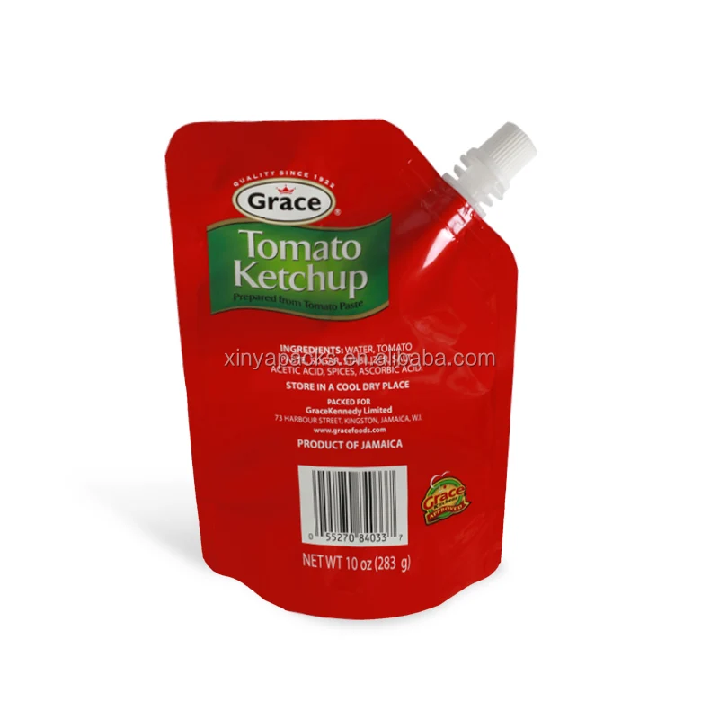 
Custom printed food packaging spout pouch for tomato sauce juice 