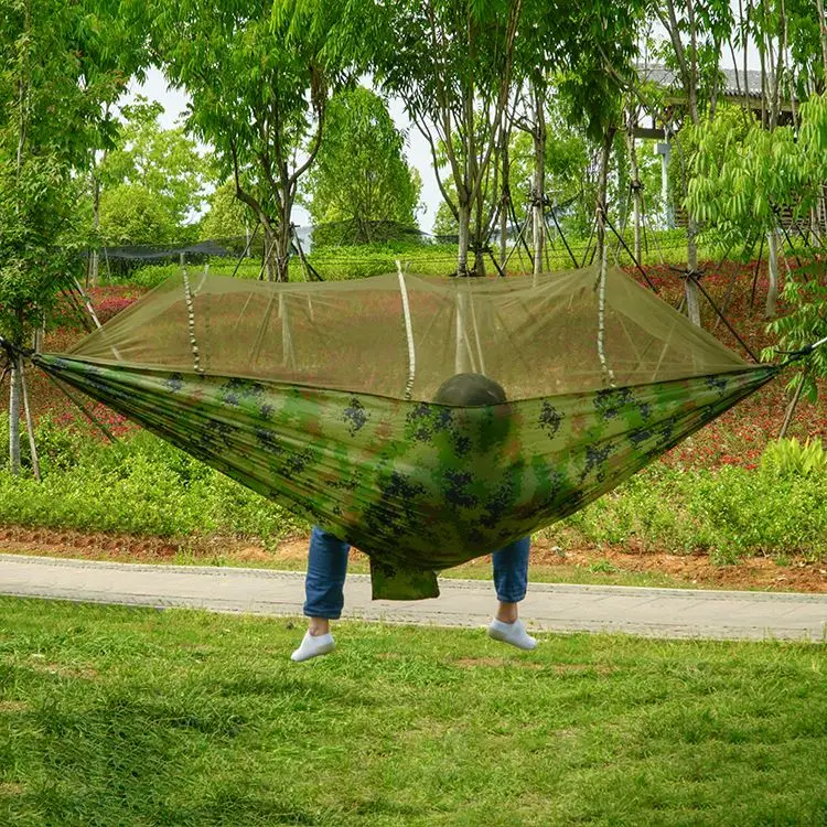 Camouflage Mosquito Net Outdoor Hammock Swing Chair Travel Bed Lightweight Parachute Fabric Double Hammock For Hiking