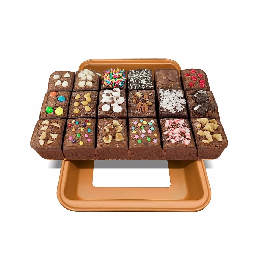 Amazon 12 inch Copper Nonstick Brownie Baking Pan Cutter with Built-In Slicer