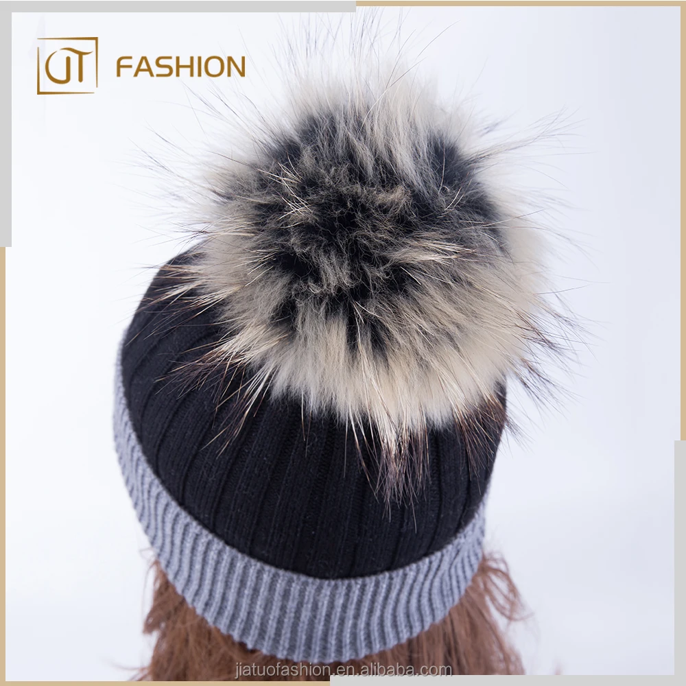 Wholesale Large fur Ball Real 18cm Raccoon Fur Pom Pom