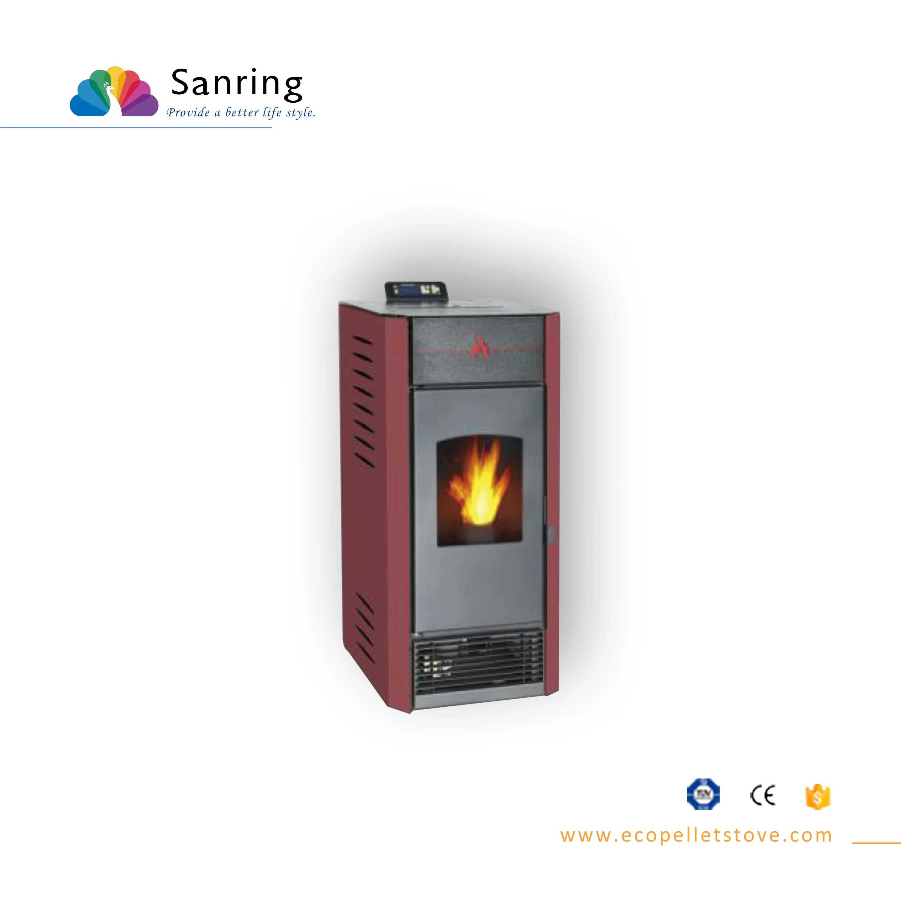 13KW large hopper quiet operation pellet stove with fireproof glass windows