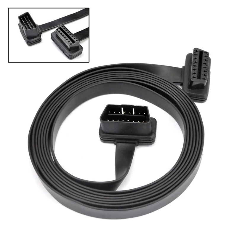 OBD 2 Flat Ribbon Extension Cable 16 Pin Male to Female Port | Extender for Scan Tools, Diagnostic Reader, GPS Tracker