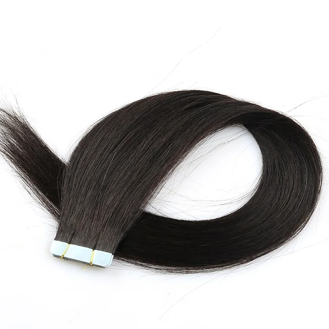 Best russian virgin hair #1B glam seamless tape hair extensions human