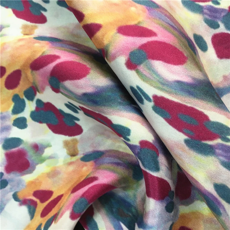 Custom new design high quality digital printed lotus silk fabric