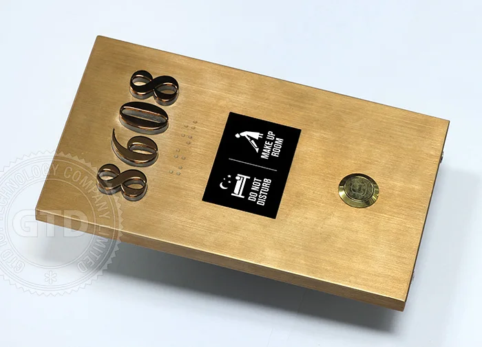 Luxury Metal Electronic Hotel Room number Signage, with LED and service request DND/MUR function