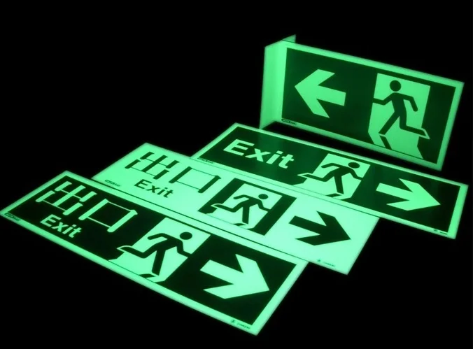 Top quality glow in dark sticker outlet decal safety sign exit sticker