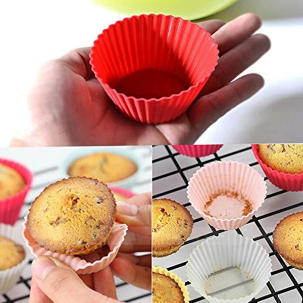 Hot Selling Reusable Silicone Baking Cups Round Shape Muffin Cupcake Liners Maker DIY Kitchen Bakeware