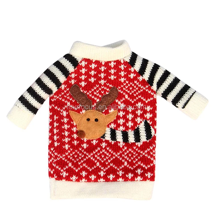 Christmas Decoration Festival Promotional Bottle Covers Knit Ugly Sweater Wine Beer Bottle Covers