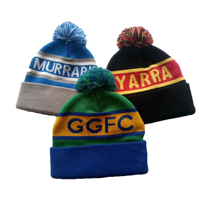 Mew custom fashion men cable knitted fake fur ball winter hat