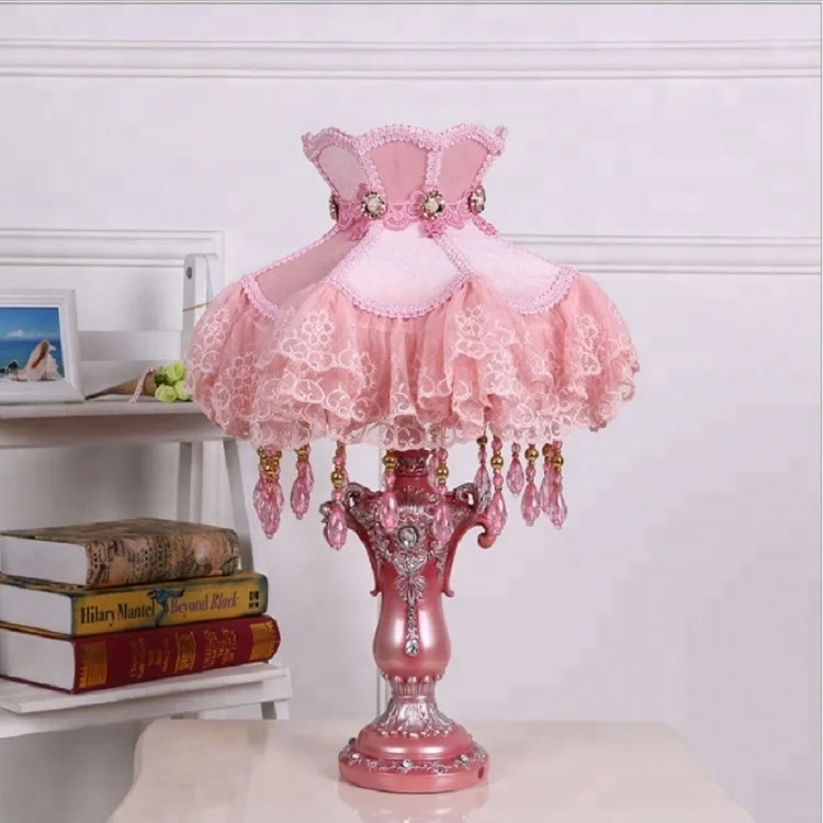 Wholesale Modern Retro pink Light Round Base Table Lamp for Hotel Bedroom
