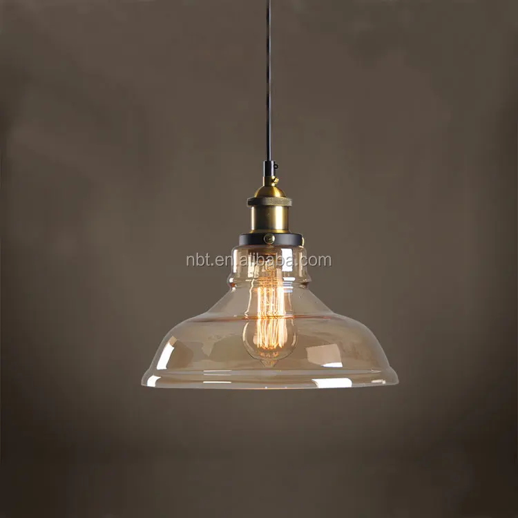 American Country Pendant Light Antique Industrial Lamps Glass Lampshade Edison Bulb Hotel Pendant Lamp