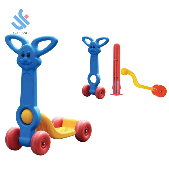 YF-06009 wholesale space saving foldable plastic 4 wheels baby walker animal rider children slide car kids foot scooter