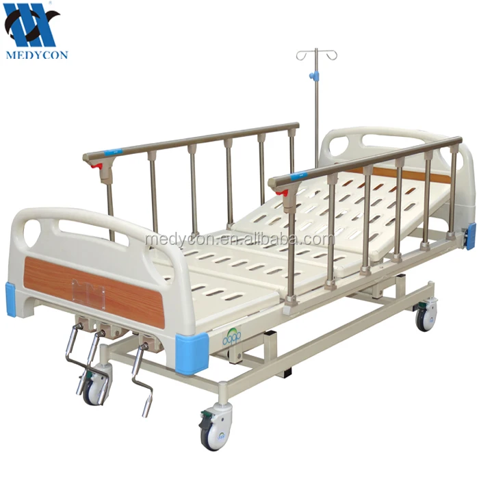 Mdk-t3611L 3 Crank Hospital Bed Medycon Manufacture Medical Furniture Height Adjustable Foldable Manual Hospital Bed