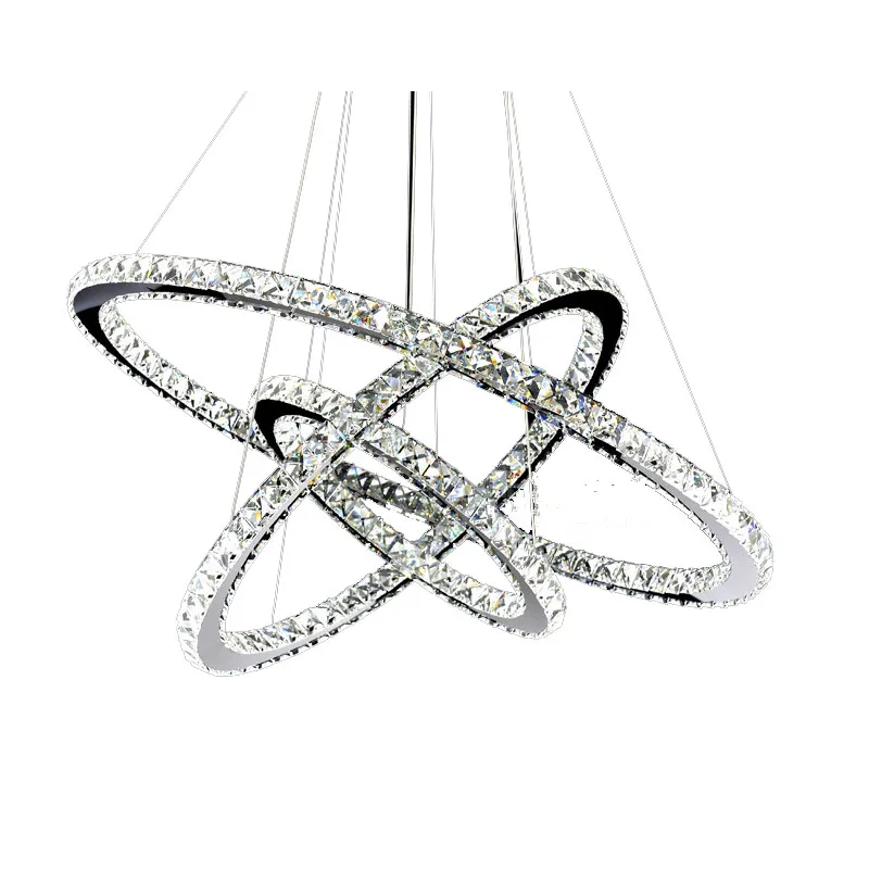 Modern luxury crystal 3 circles LED chandelier light for living room pendant light